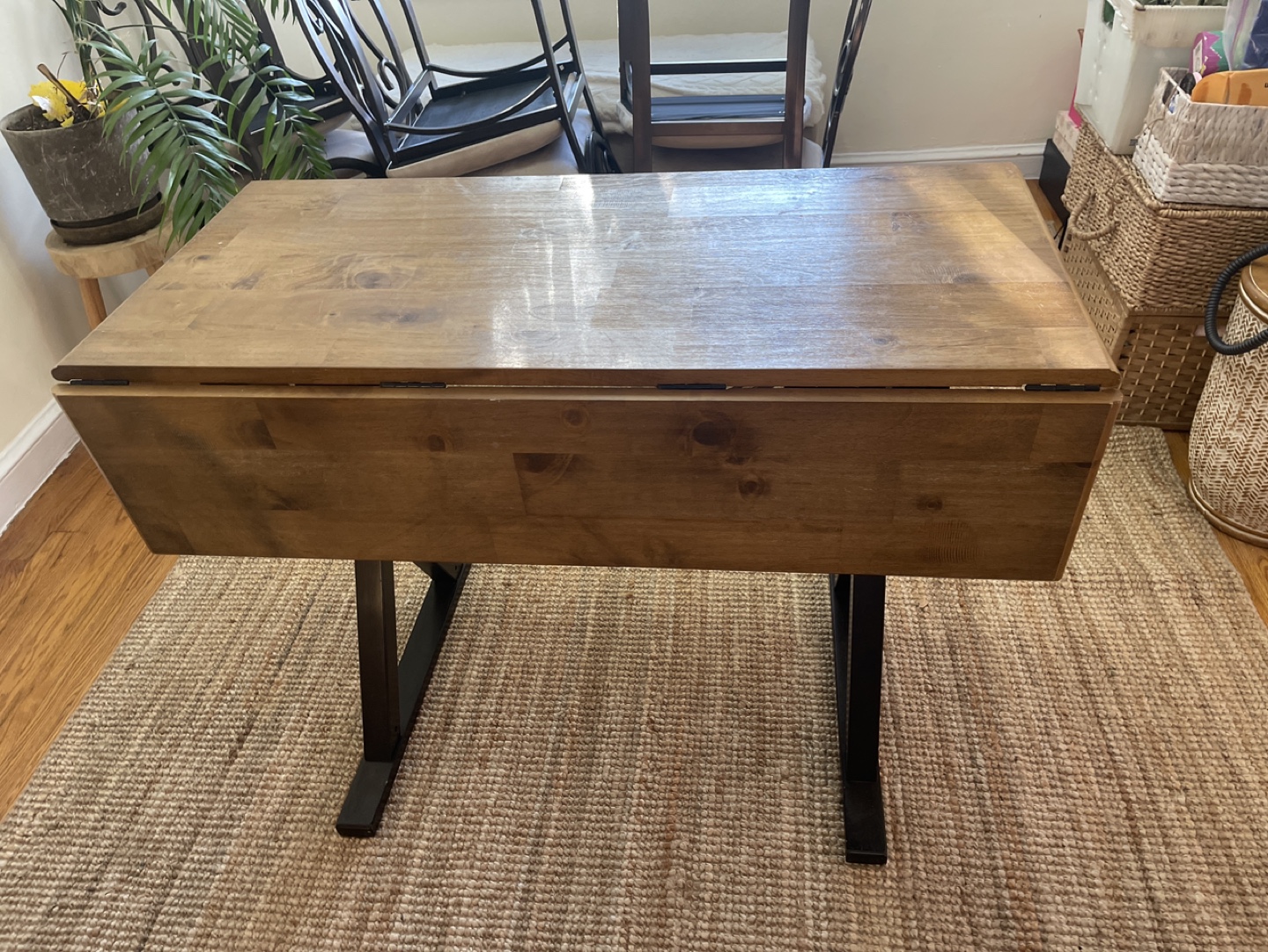 Dark Wood Drop Leaf Table with Black Wood Legs - photo 3