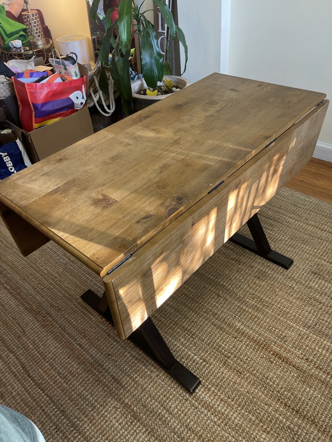 Dark Wood Drop Leaf Table with Black Wood Legs - photo 5
