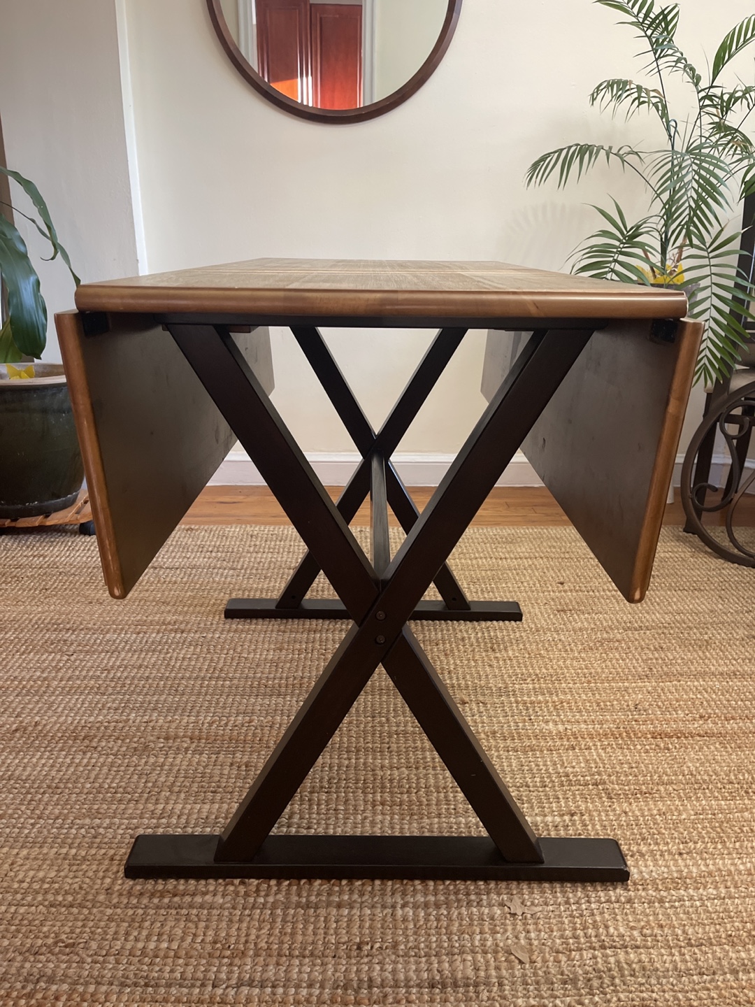 Dark Wood Drop Leaf Table with Black Wood Legs - photo 4