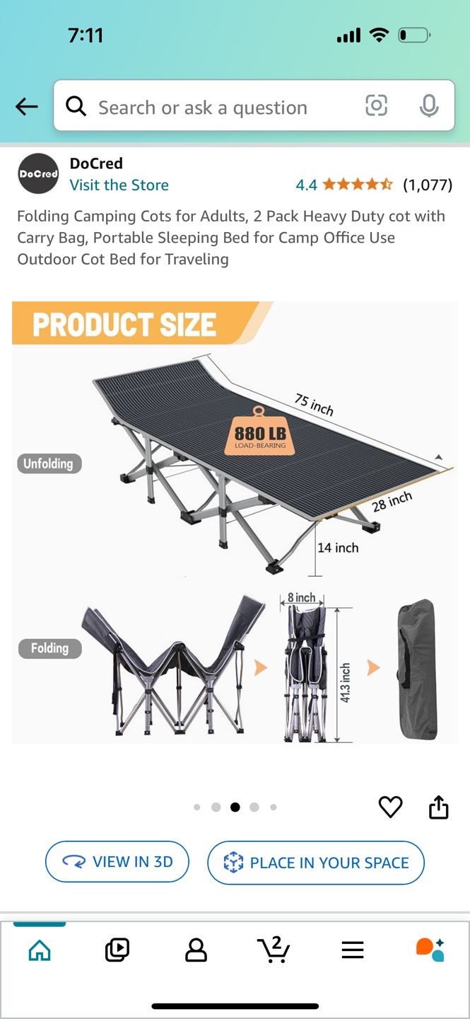 Folding Camping Cot - photo 2