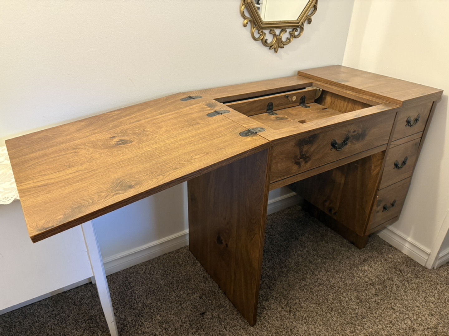 Antique Sewing Table with Stool - photo 3