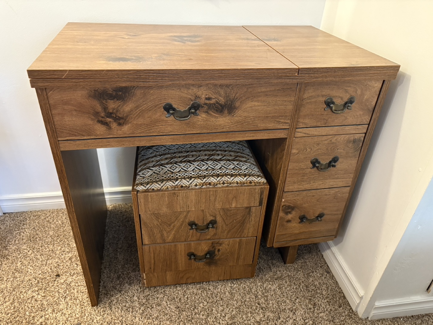 Antique Sewing Table with Stool