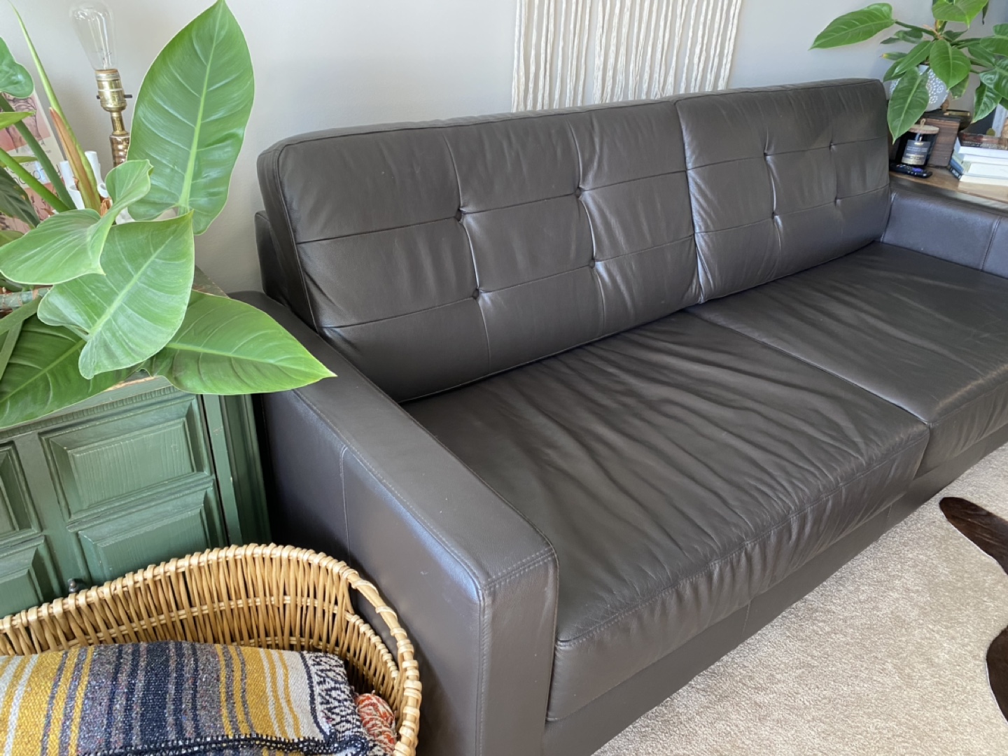 Brown Leather Sofa - photo 3