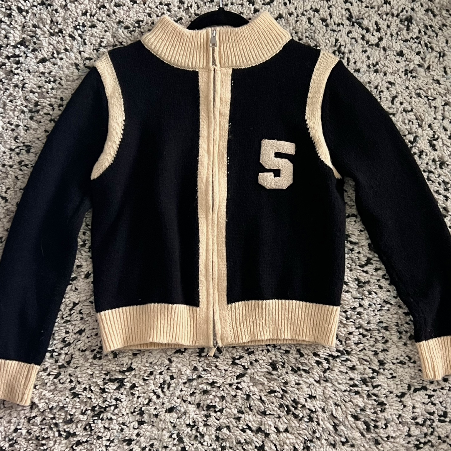 Black and White Zip Up Sweater