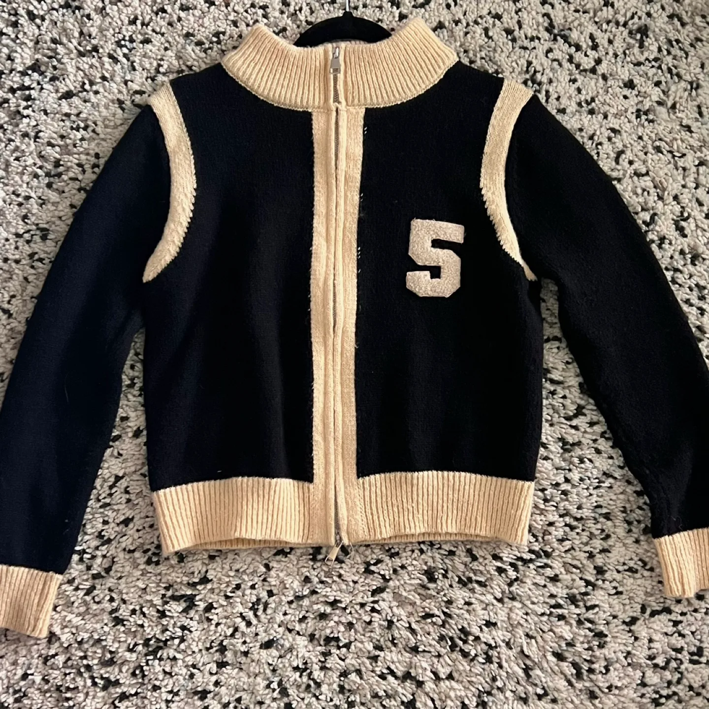 Black and White Zip Up Sweater thumbnail