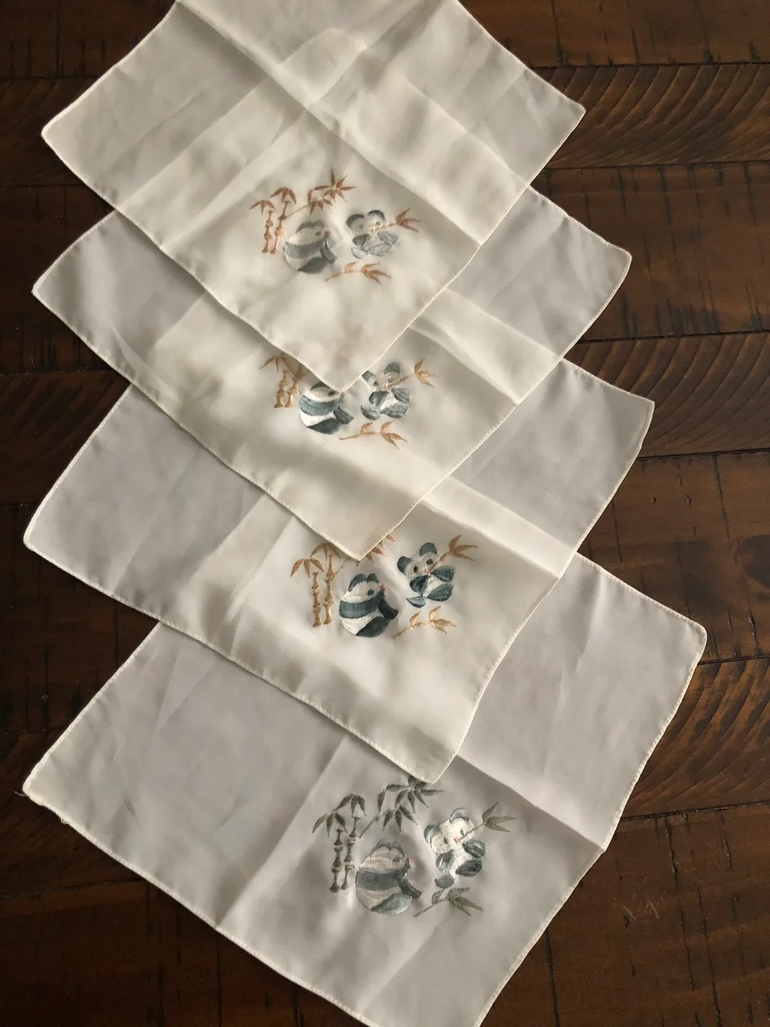 Set of 4 Panda Handkerchiefs/napkins #freecycle thumbnail
