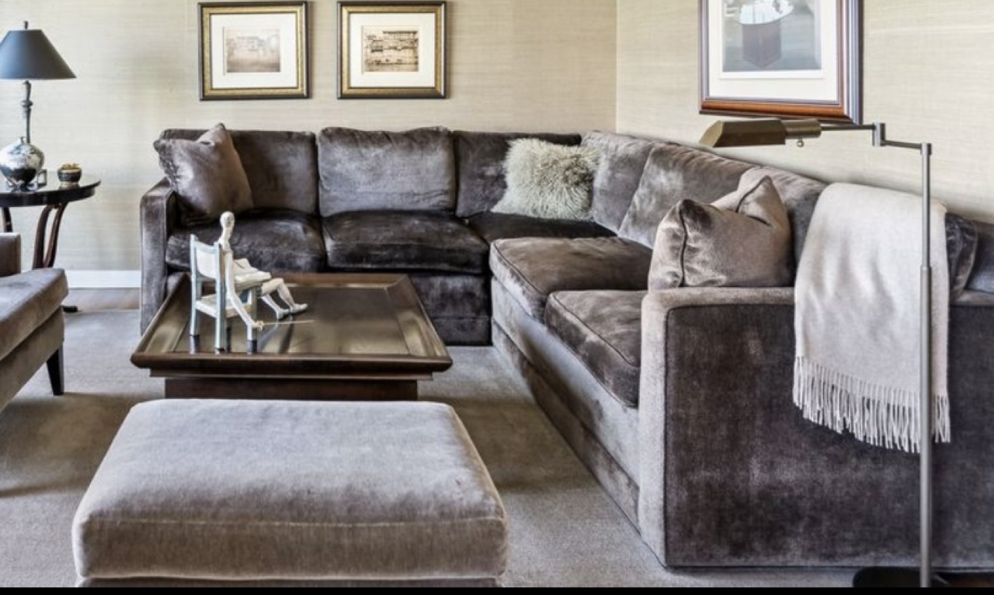 Dark Brown custom Chenille sectional