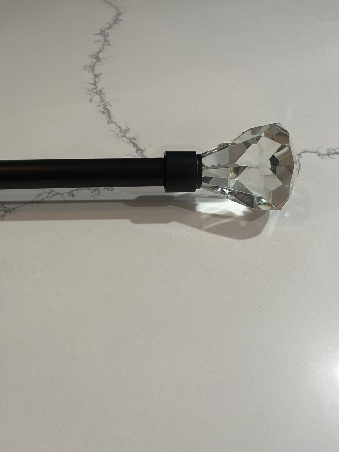Black Curtain Rod with Crystal Finials - photo 2