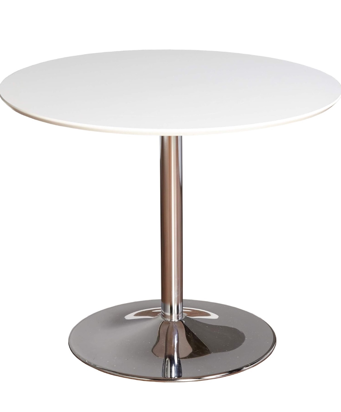 White Round Table with Chrome Pedestal Base