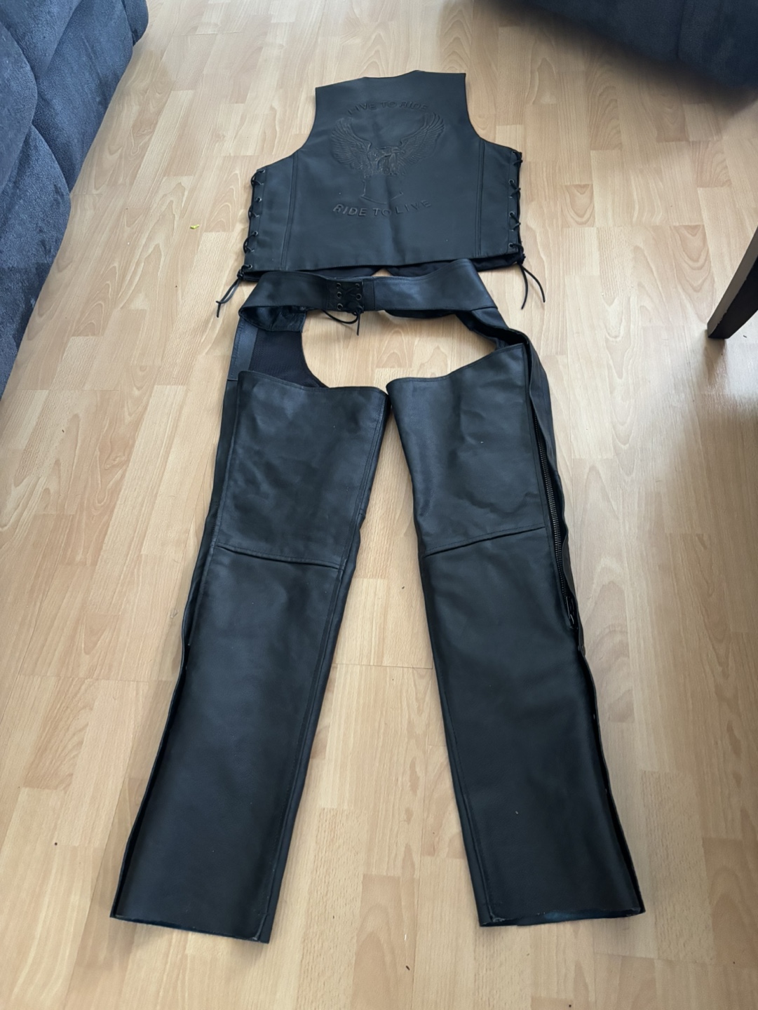 Leather Biker Vest and Chaps - photo 3