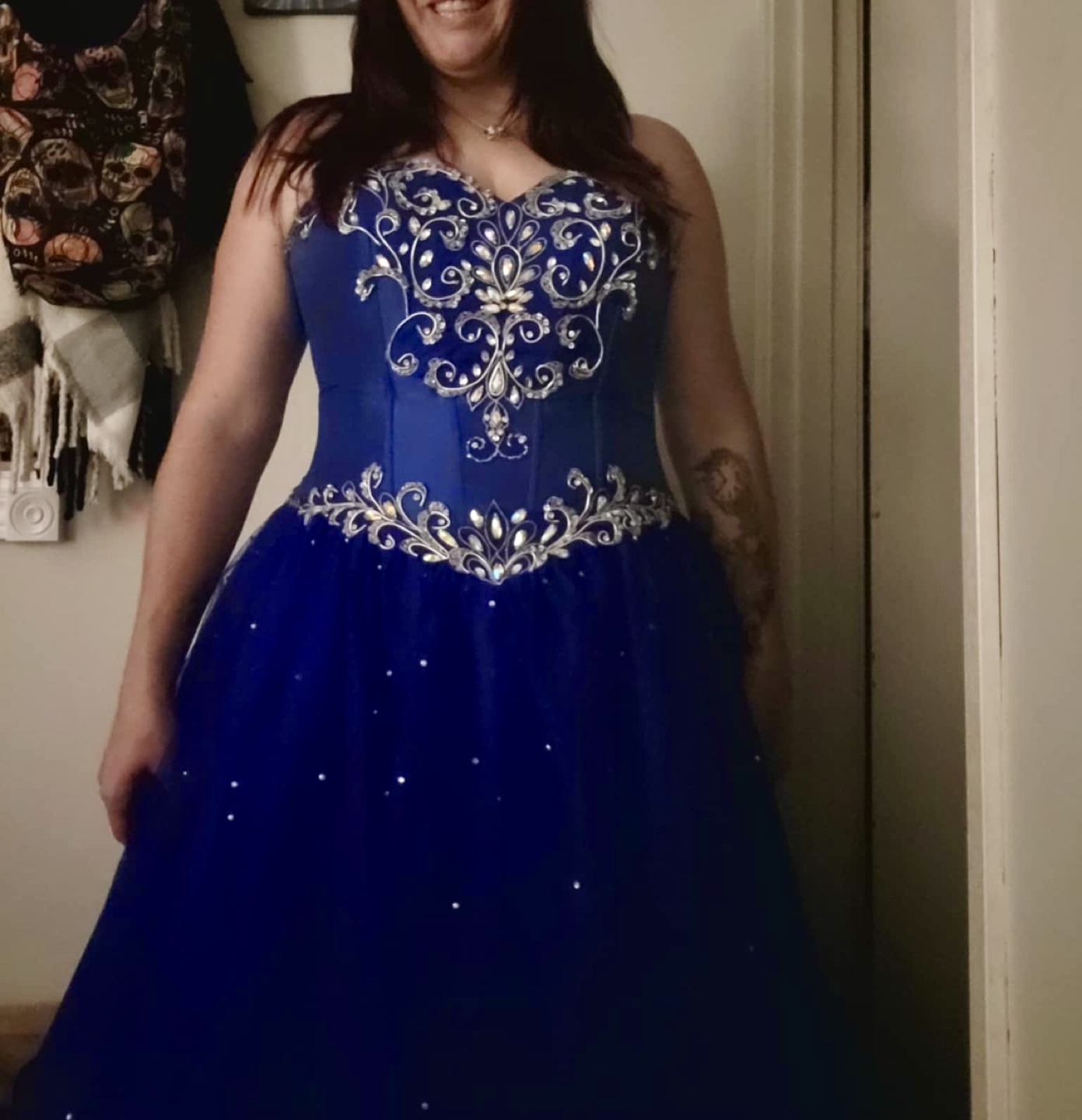 Blue Formal Dress with Rhinestones