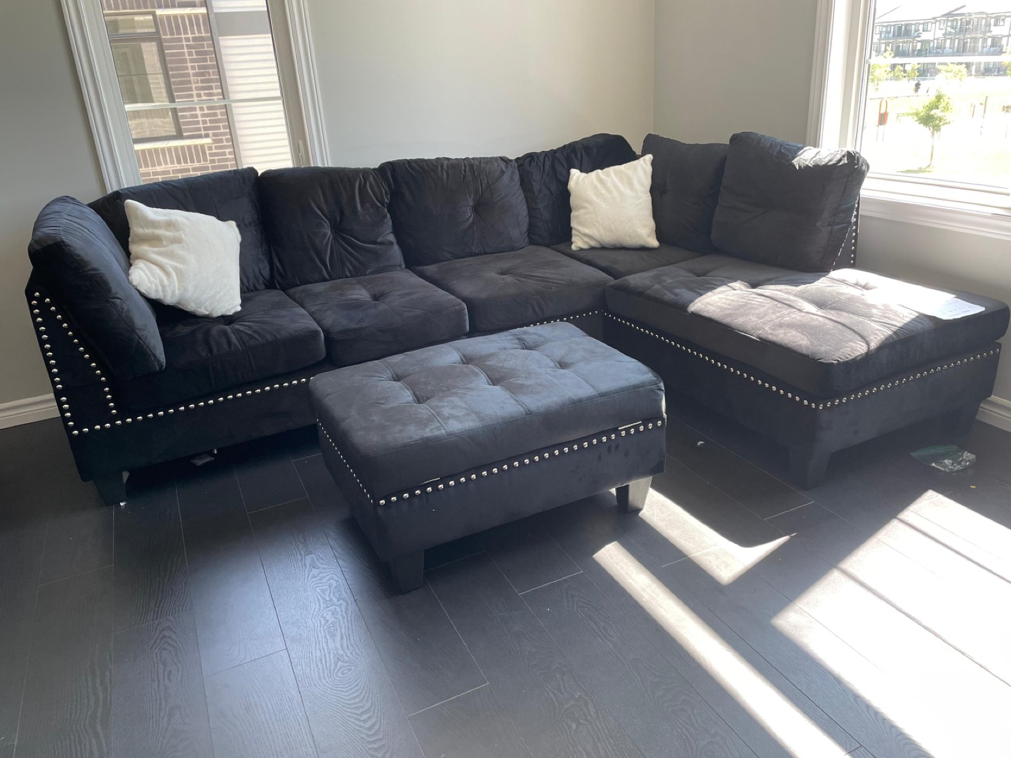 Black Sectional Sofa with Ottoman
