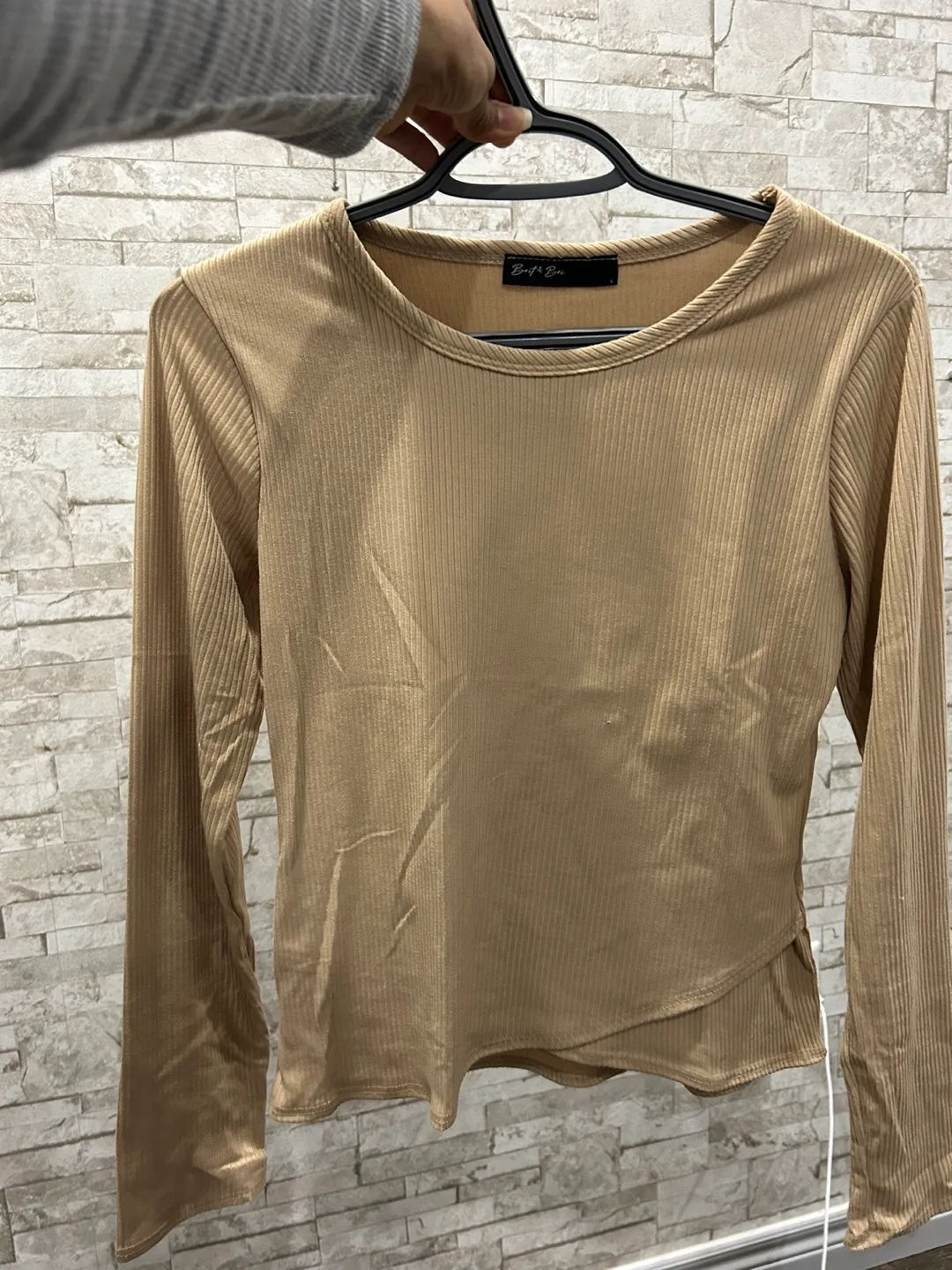 Brit & Bri Long Sleeve Ribbed Top Large thumbnail