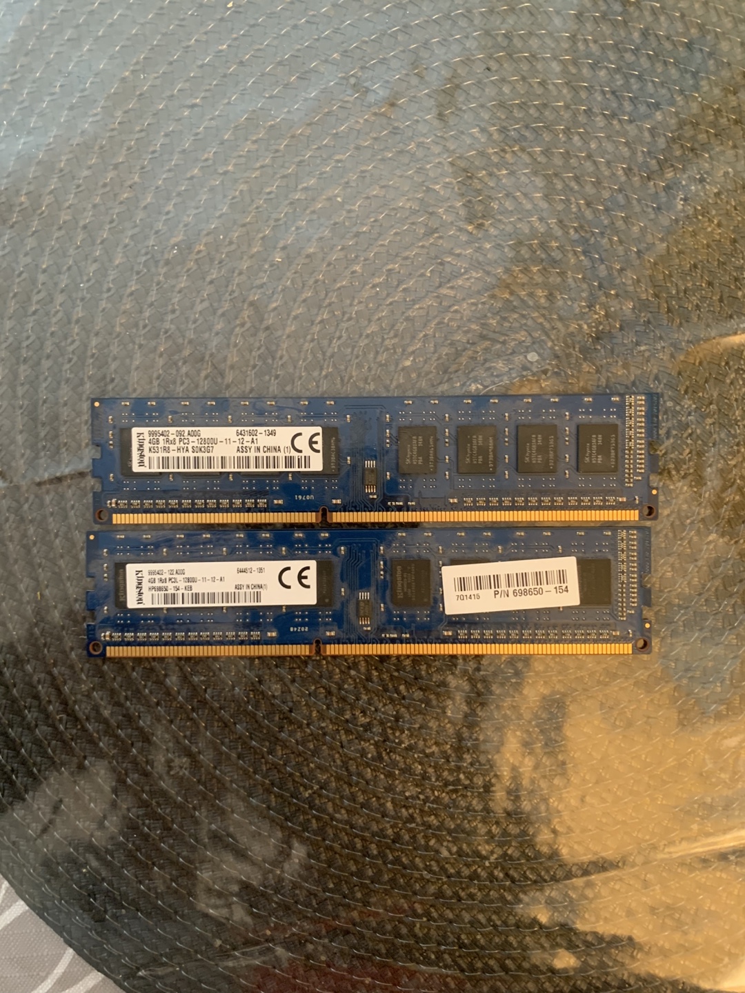 2x 4GB 1Rx8 PC3-12800U DDR3 RAM