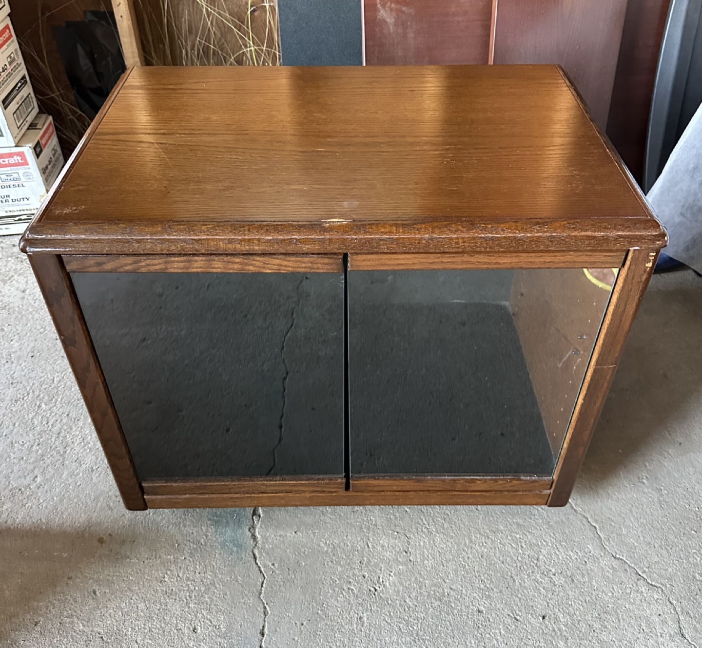 Wood Cabinet with Glass Doors