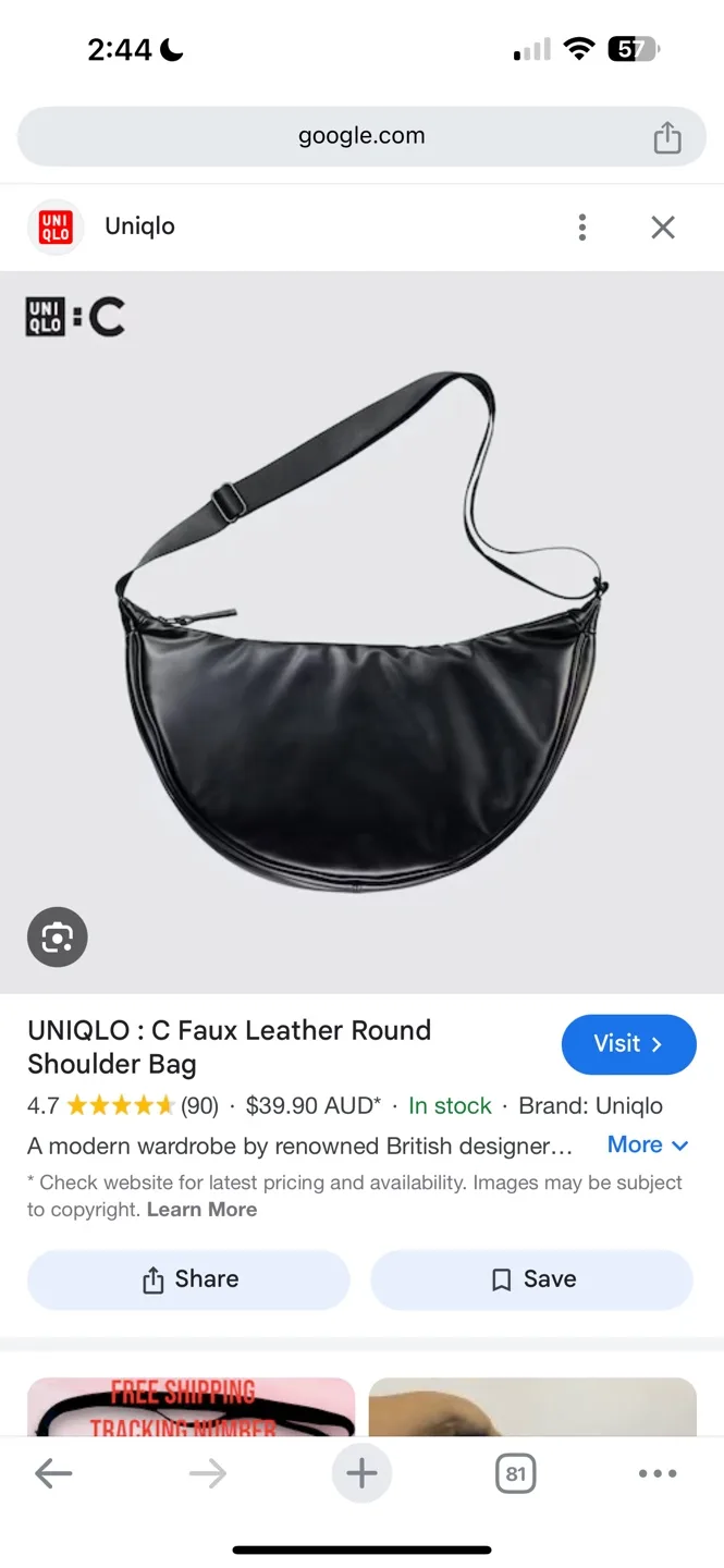 SOLD OUT Uniqlo Faux Leather Round Shoulder Bag image indicator(4)