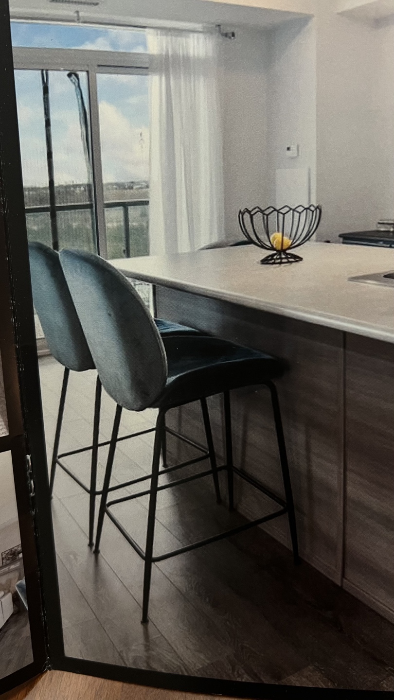 Turquoise Velvet Counter Stool