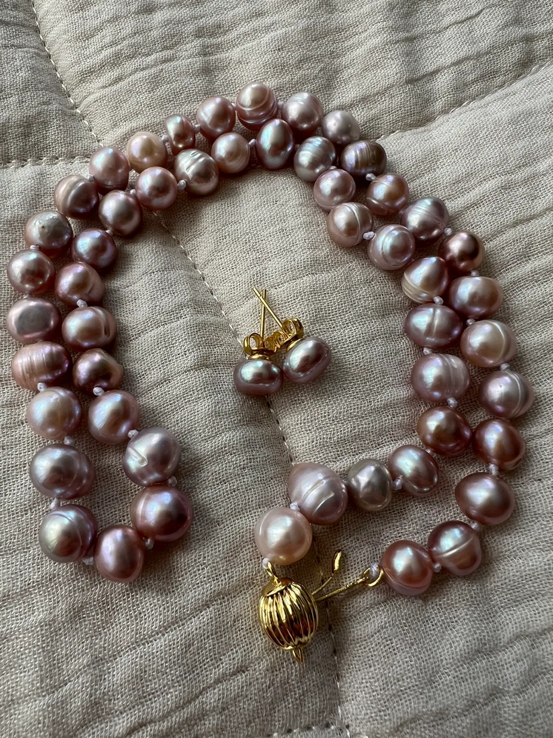 AAA very rear real lavander salt water pearl earrings necklaces