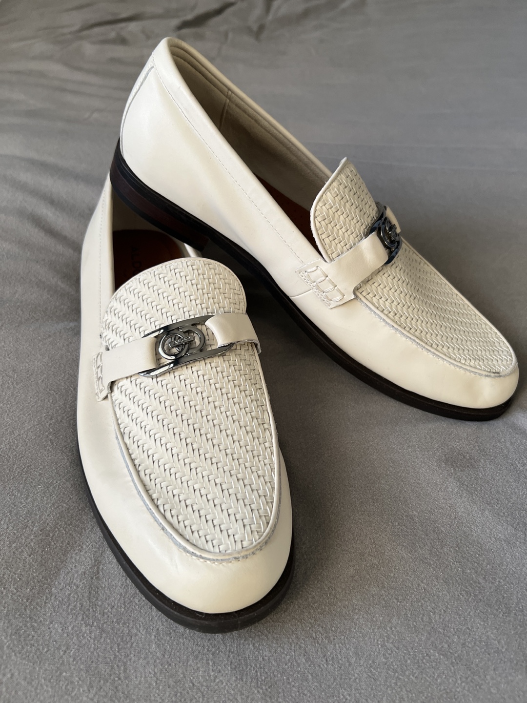 Aldo Men's White Leather Loafers