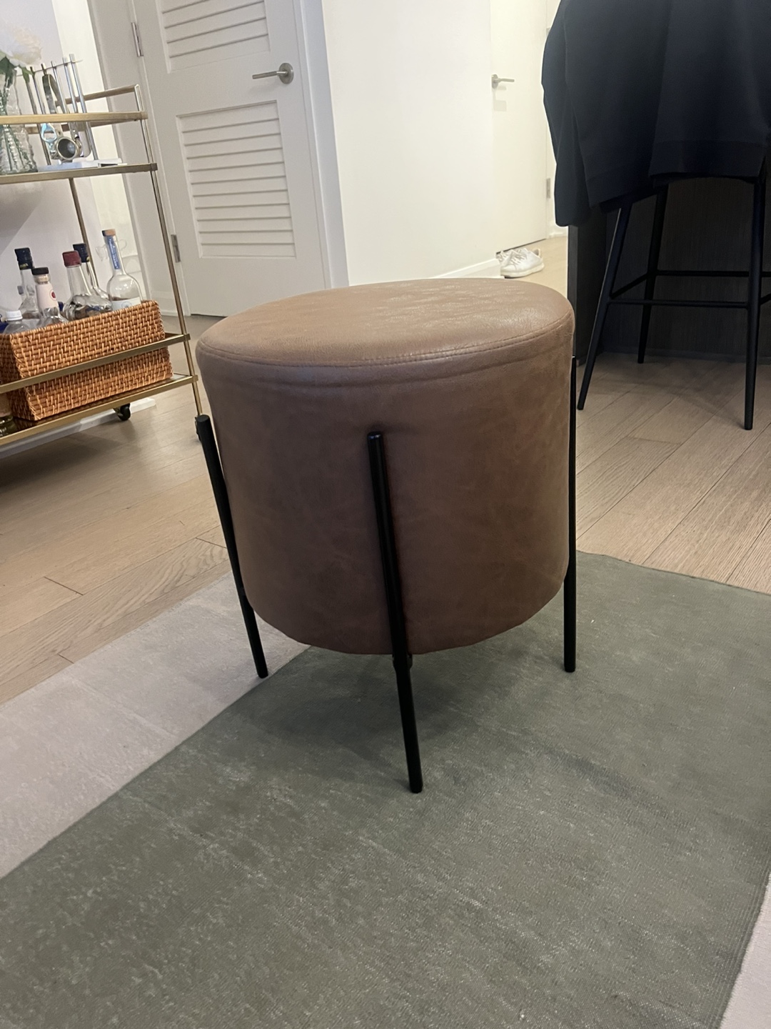 Brown Leather Ottoman