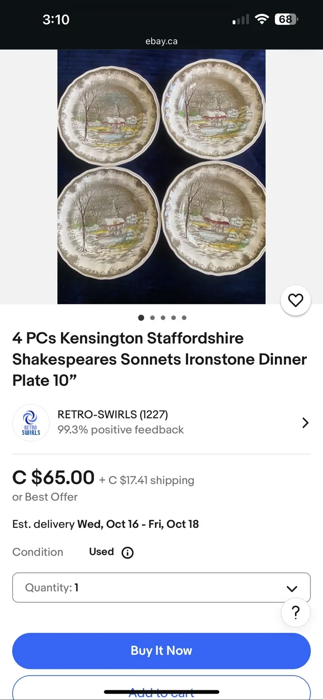 Set of 7 Kensington Shakespeare's Sonnets Dinner Plates image indicator(3)