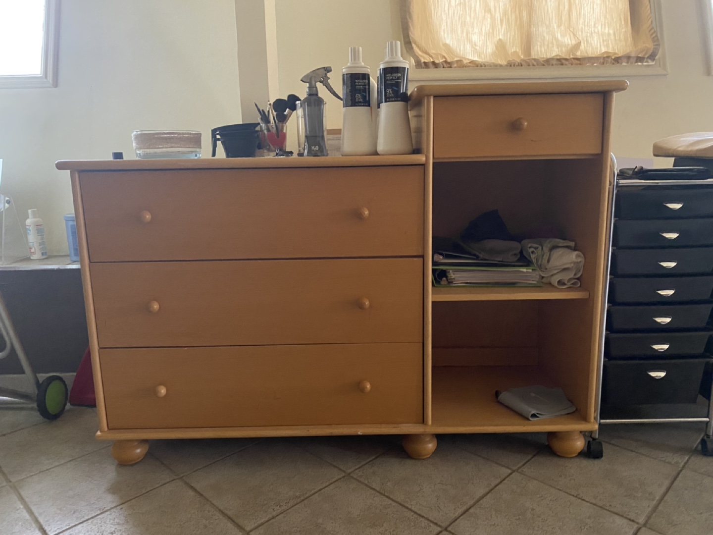 Wooden Dresser with Shelf and Drawer