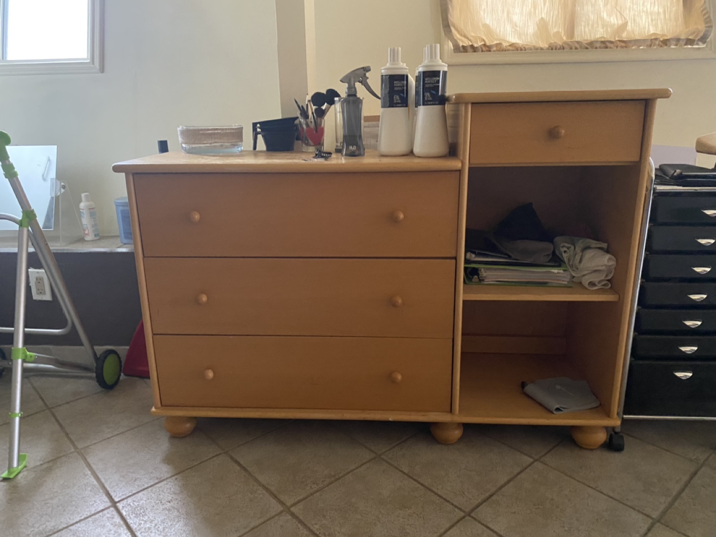Wooden Dresser with Shelf and Drawer - photo 2