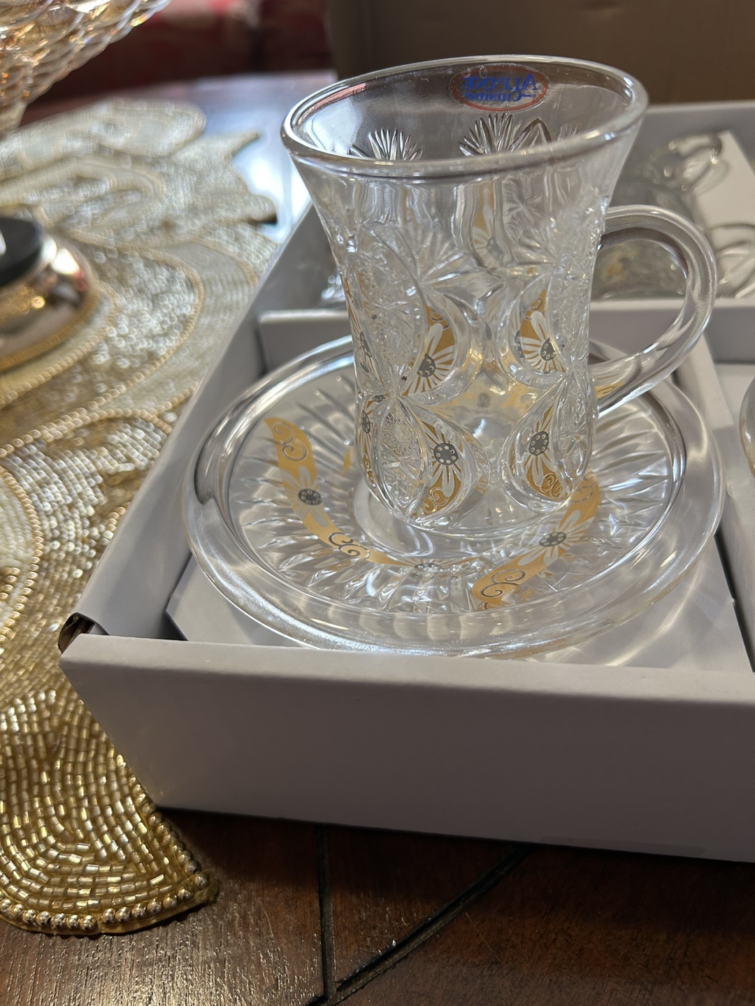 6 Piece Glass Tea Cup and Saucer Set