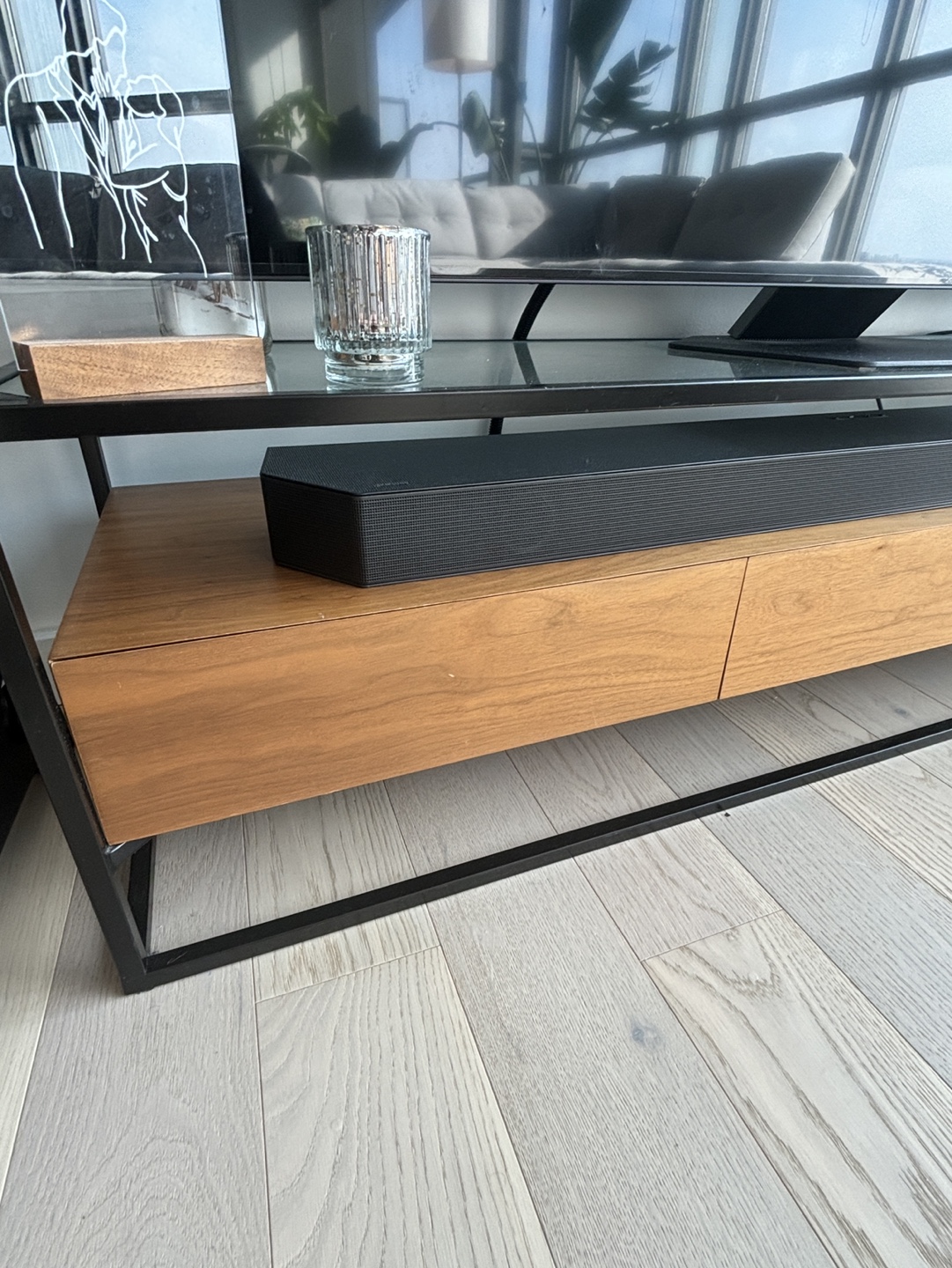 Wood and Glass TV Stand - photo 3