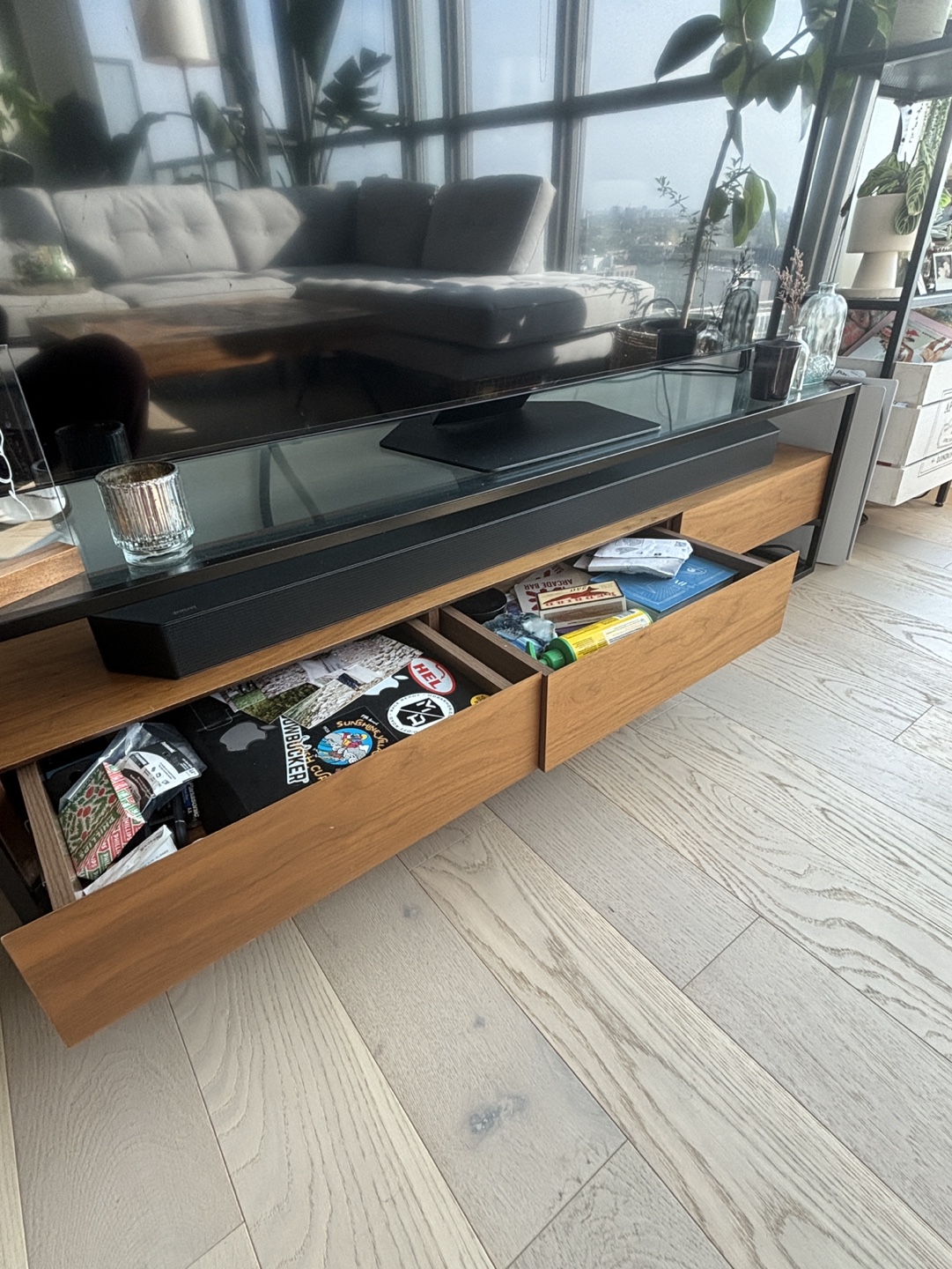Wood and Glass TV Stand - photo 2