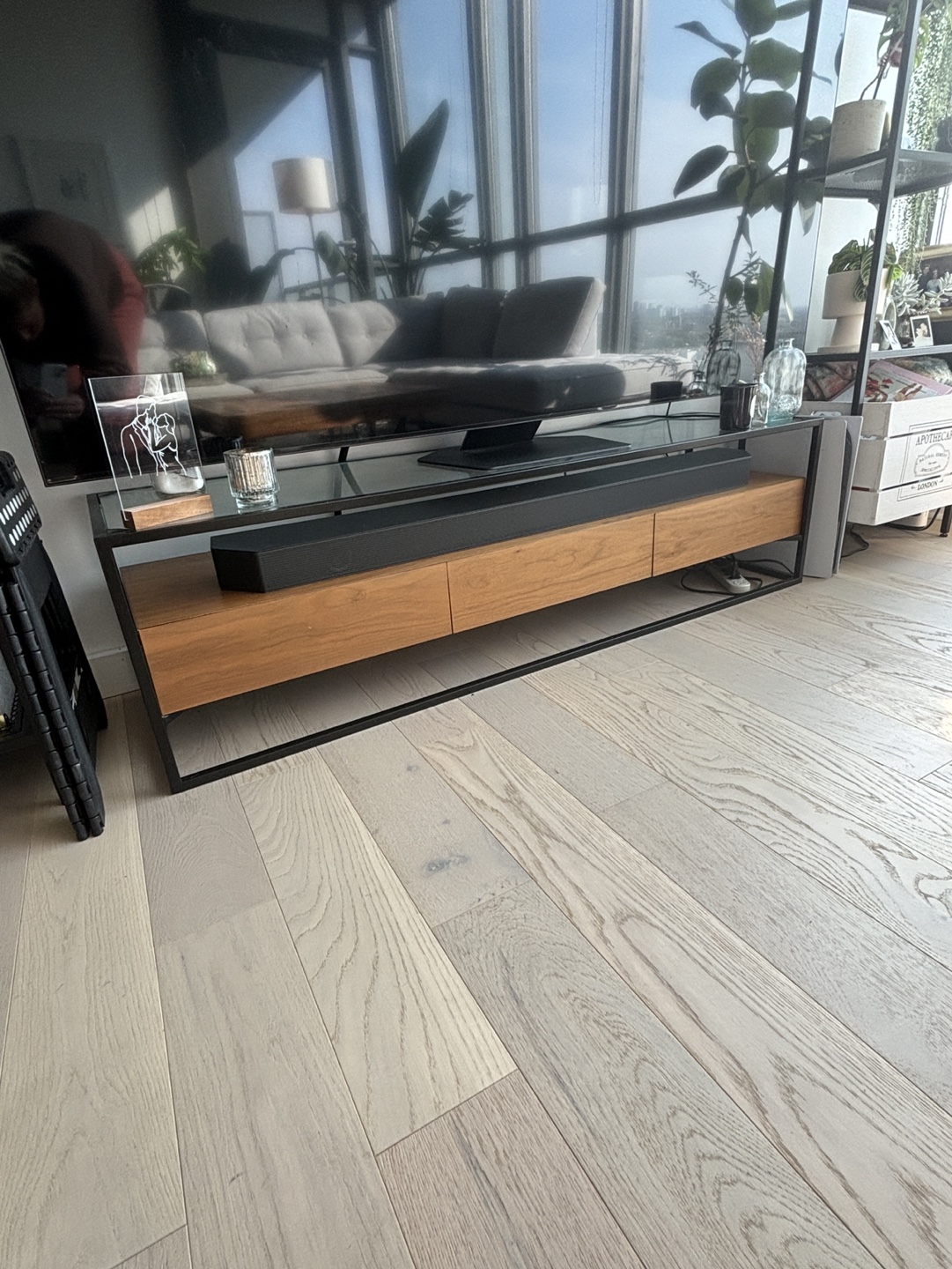 Wood and Glass TV Stand - photo 4