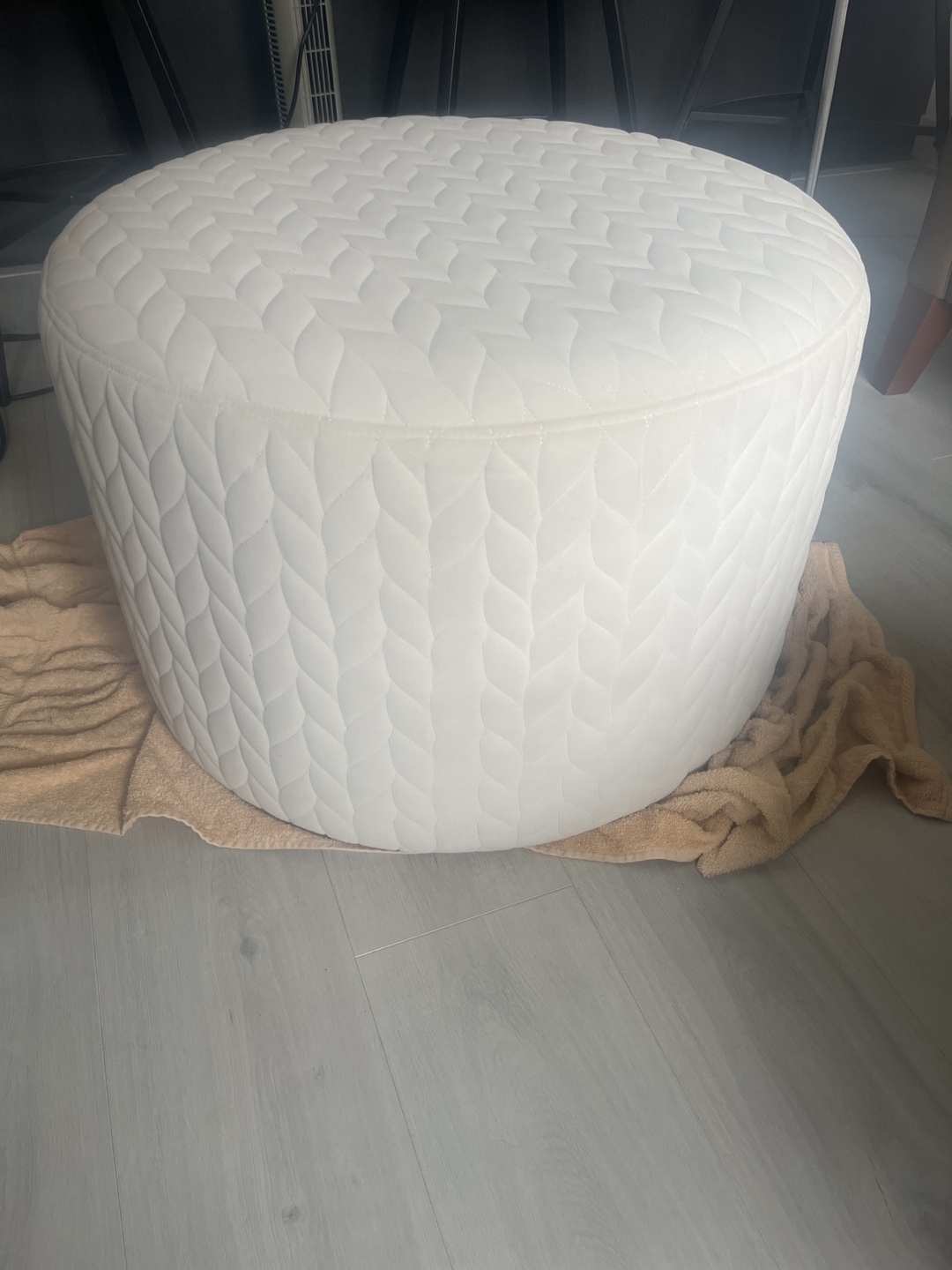 White Round Ottoman