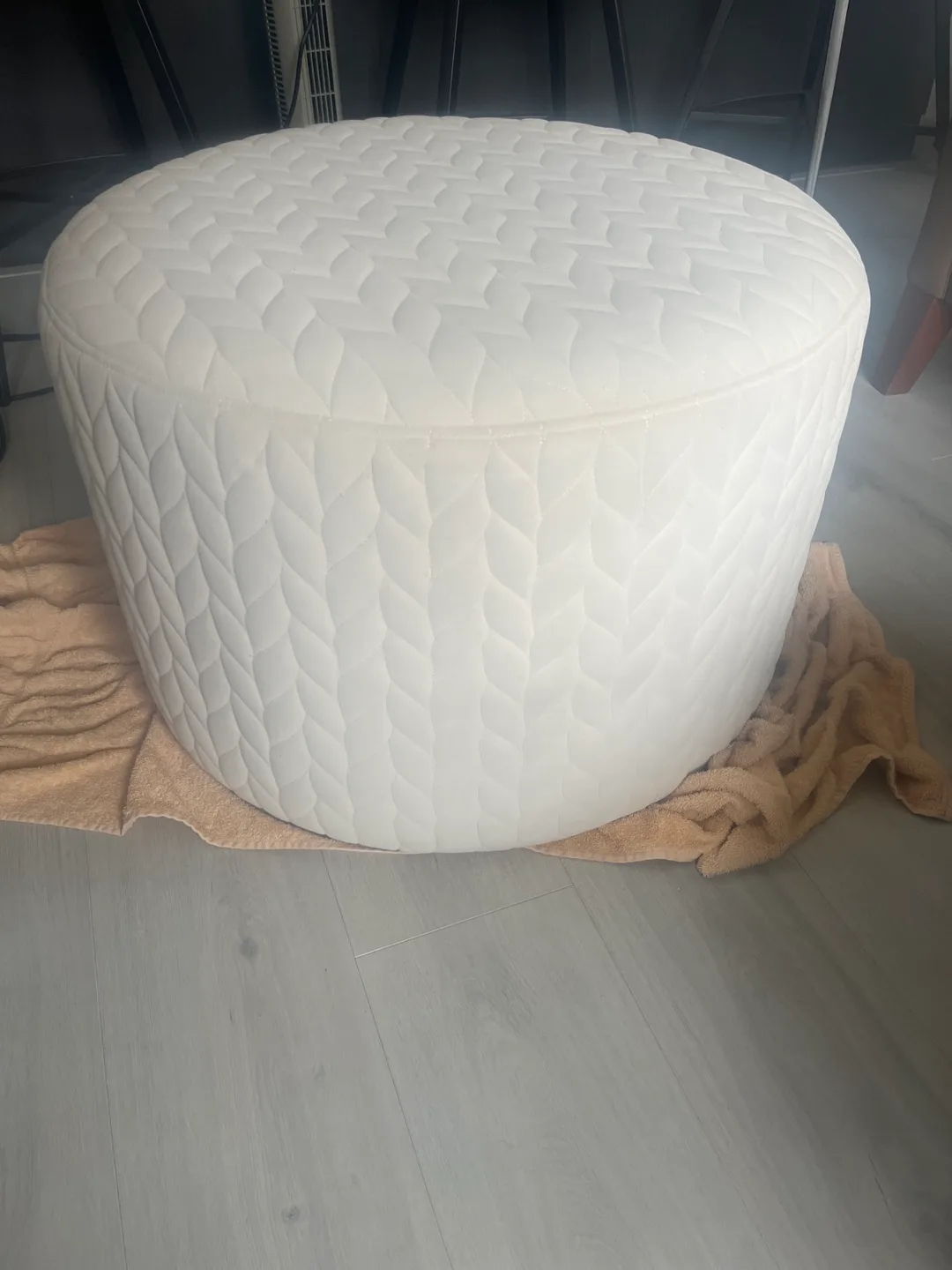 White Round Ottoman thumbnail