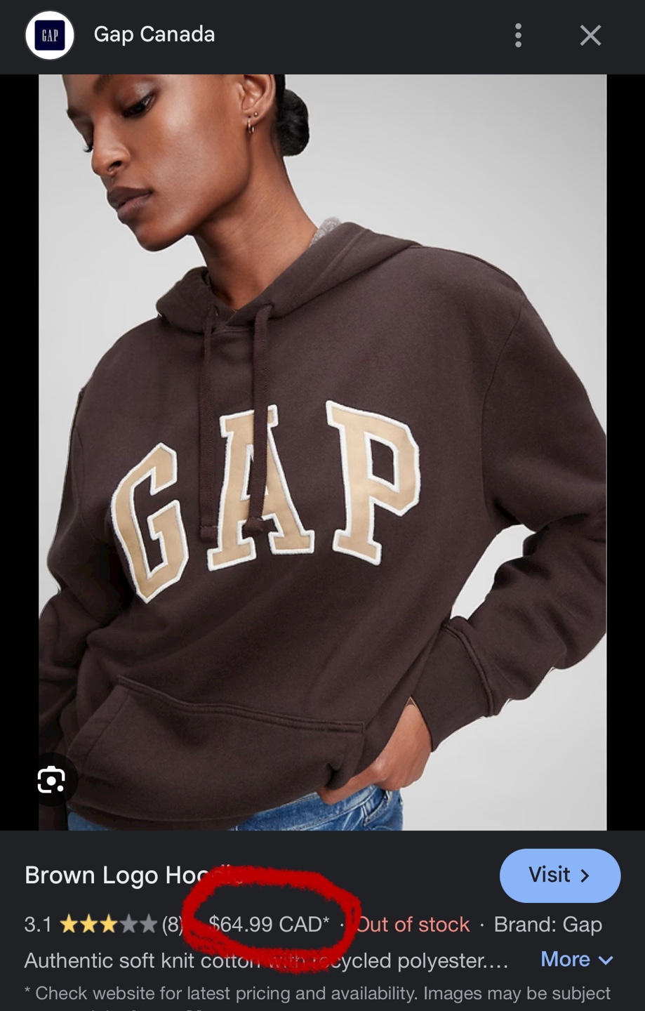 Gap Brown Logo Hoodie - Size M - photo 4