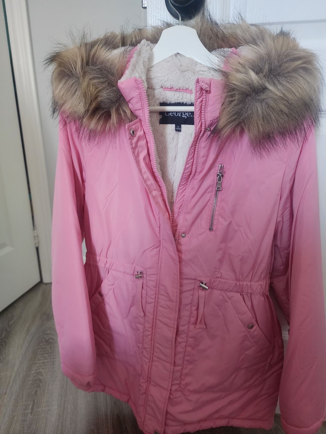 Pink George Winter Jacket with Faux Fur Hood - Size XL