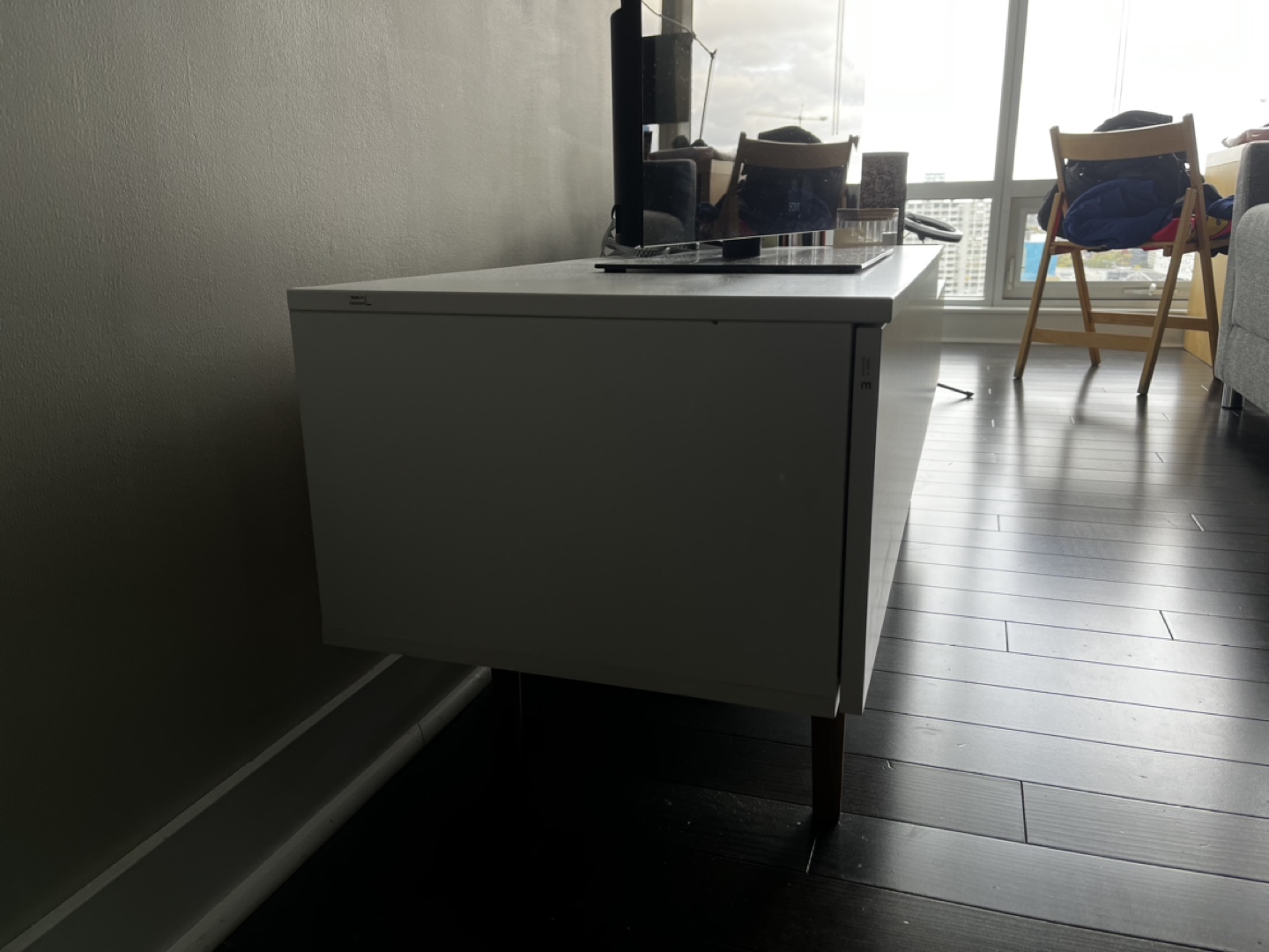 Modern TV Bench (White/Oak) - Like New! - photo 3