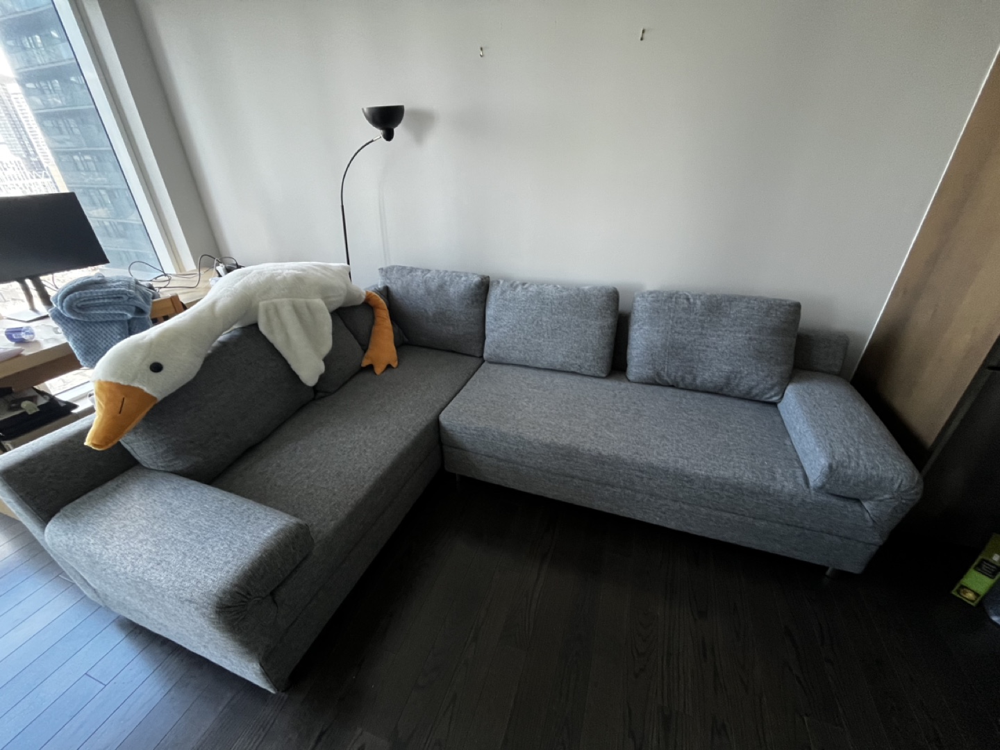 Sofa Bed with Chaise – Like New, Swivels into Bed! - photo 2
