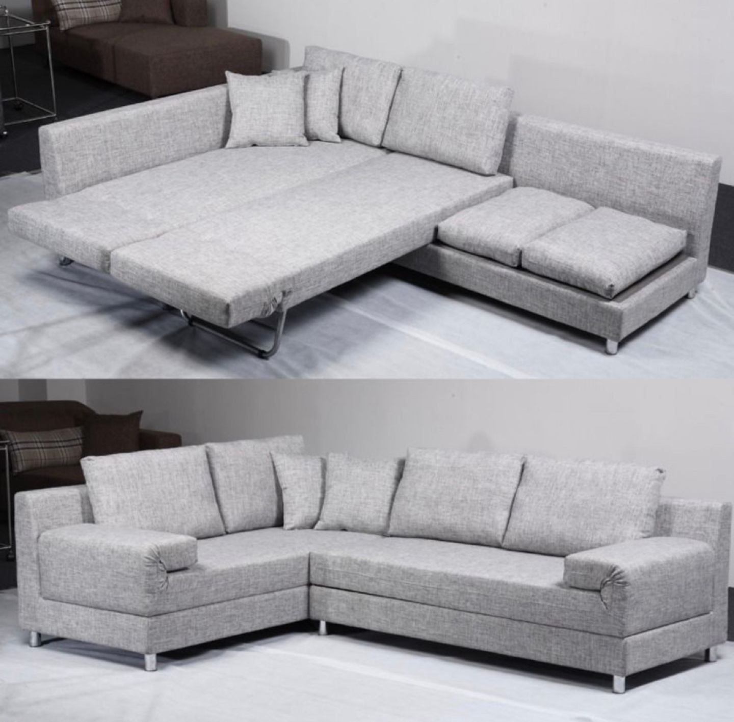 Sofa Bed with Chaise – Like New, Swivels into Bed!