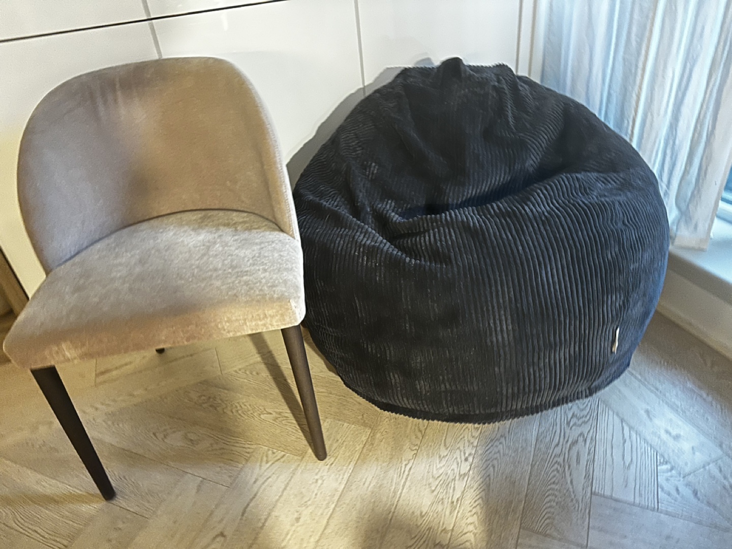 Dark Grey Corduroy Bean Bag Chair - photo 5