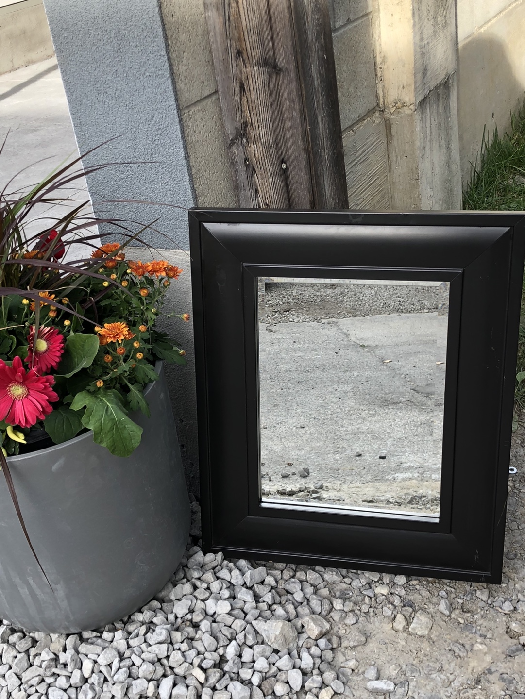 Black framed mirror