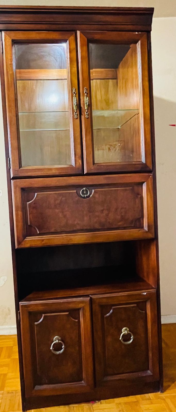 Wood Cabinet with Glass Doors