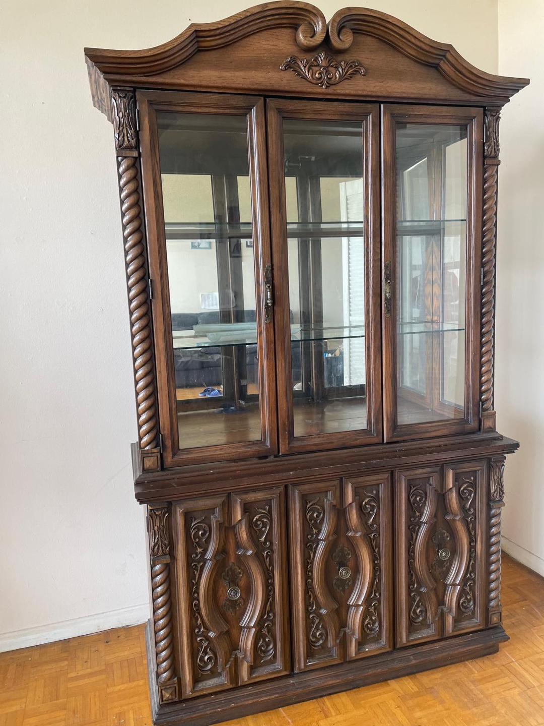 Vintage Wood China Cabinet Hutch - photo 2