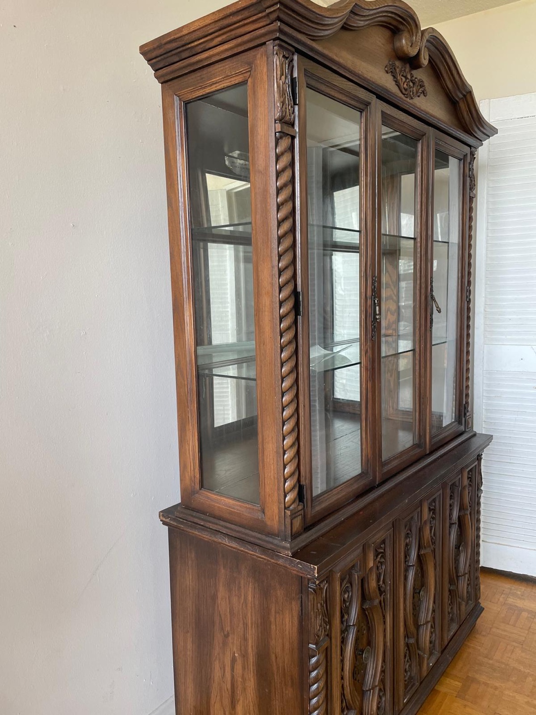 Vintage Wood China Cabinet Hutch - photo 3