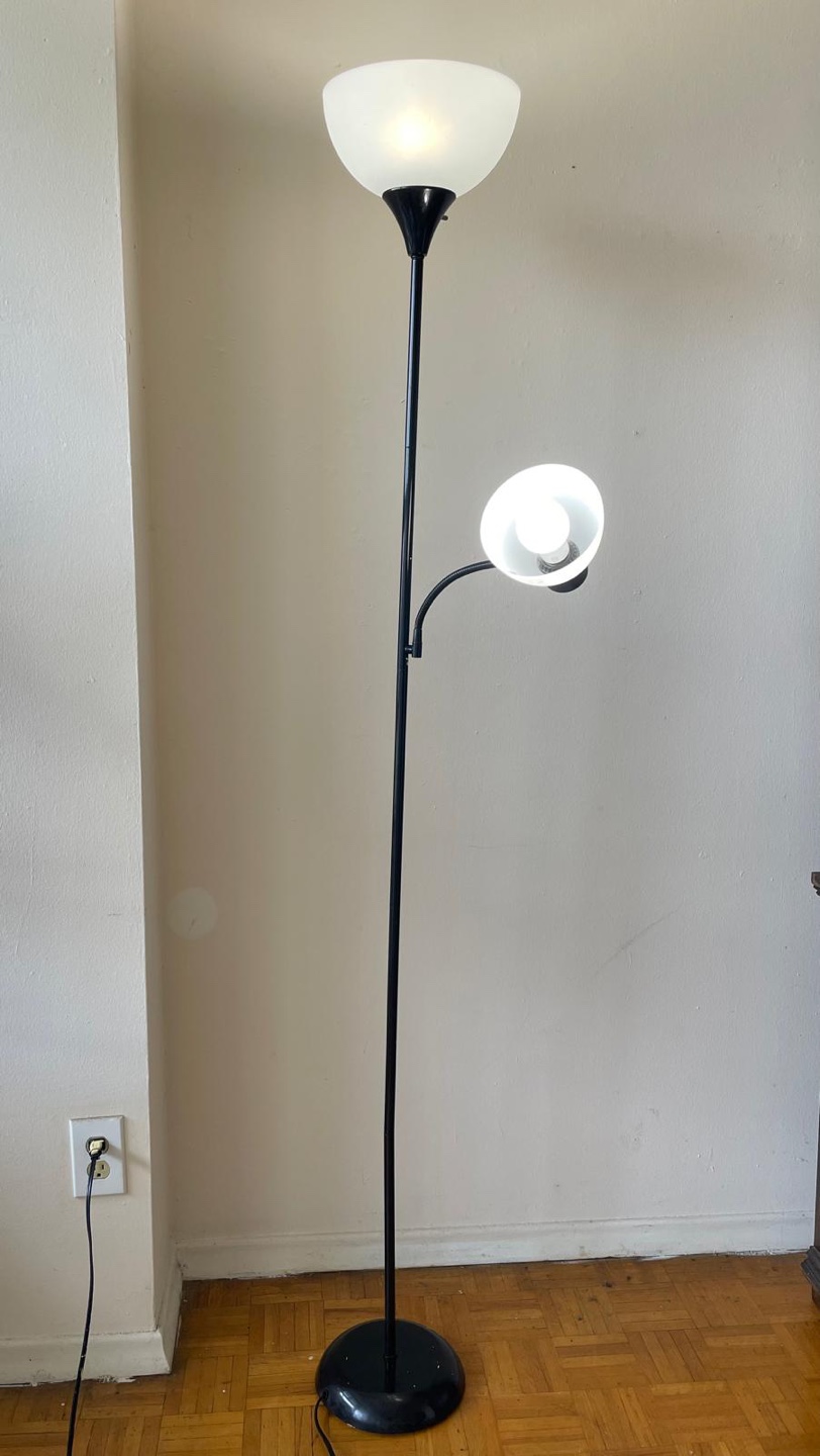 Black Floor Lamp with Two Lights