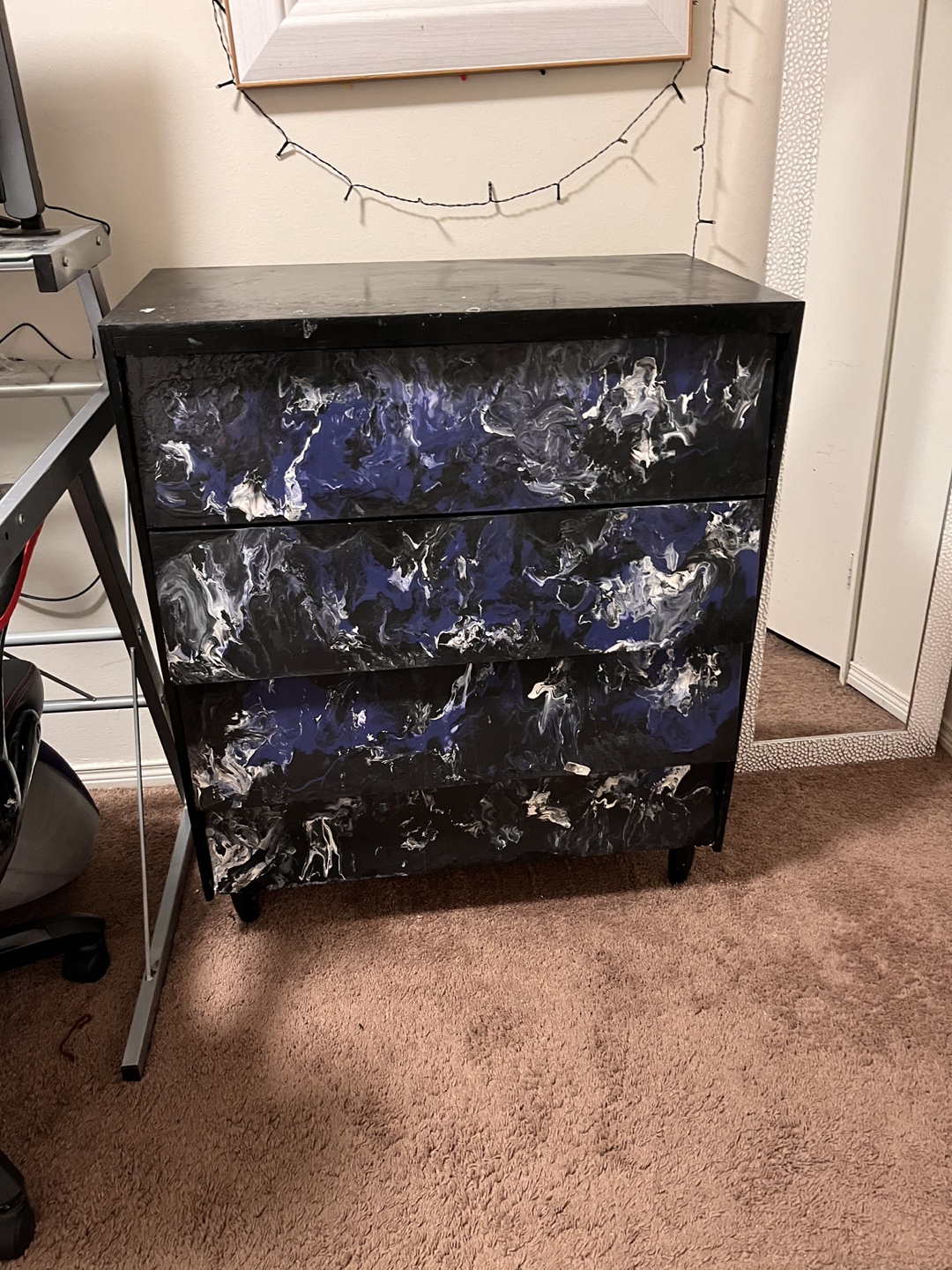 Black and Blue Marble Dresser