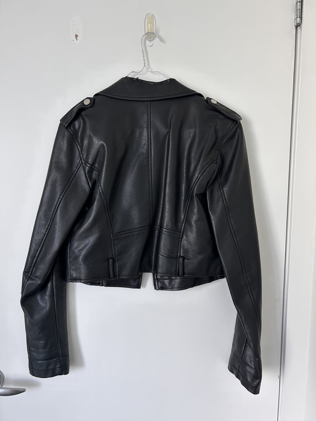 Cropped Black Leather Jacket (Small) - photo 2