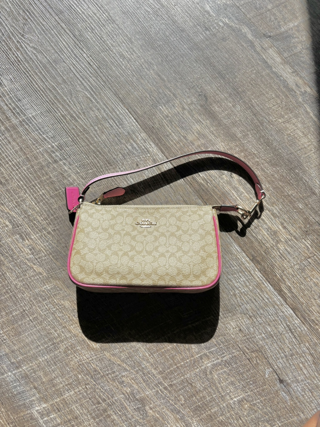 Coach Small Pink and Tan Crossbody Bag