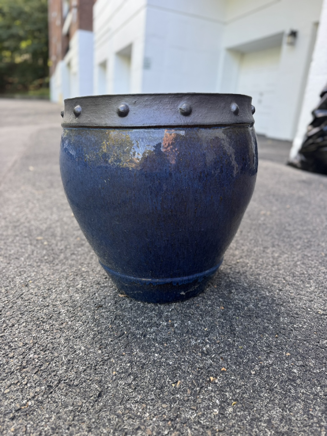 Large Blue Ceramic Planter Pot