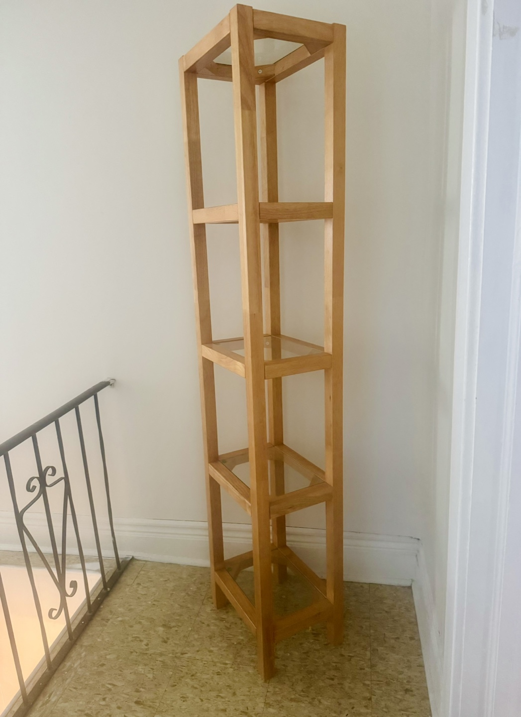 Solid Wooden Shelf Display Stand with Glass Shelves - photo 2