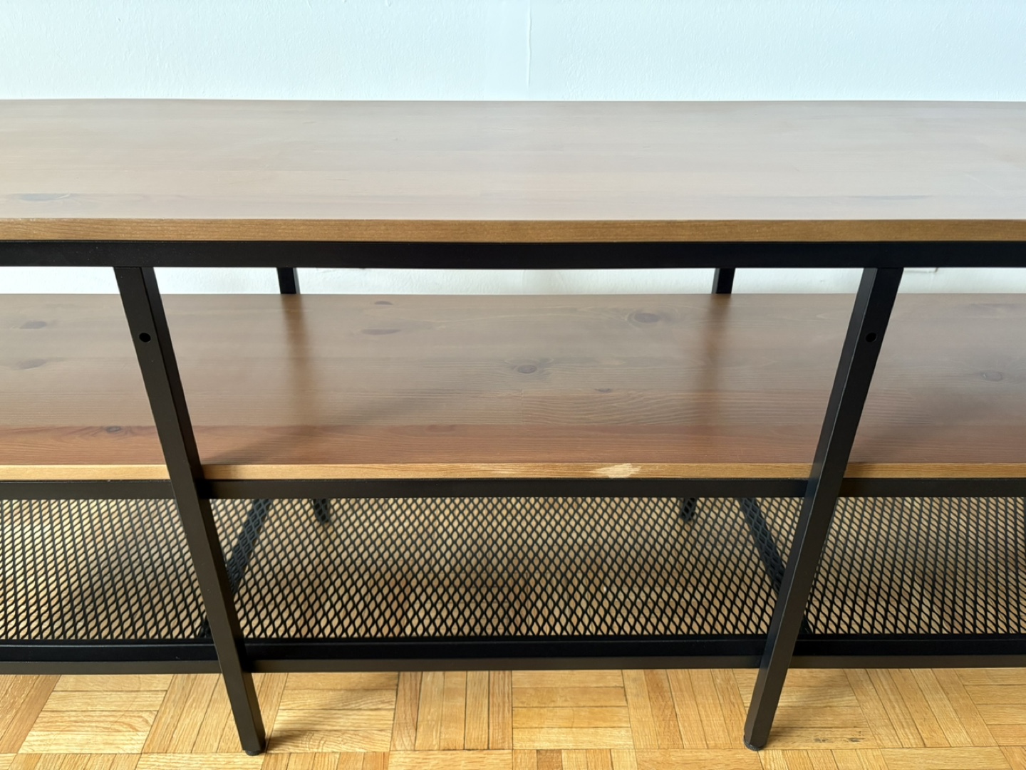 TV Stand - Black Metal Frame and Wood Shelves - photo 2